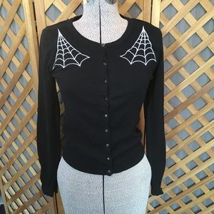 Sourpuss Spider Web Cardigan Goth Retro Pinup